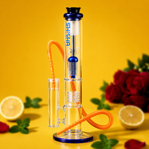 Triple Percolator Straight Base Glass Waterpipe with Ice Catcher 40cm