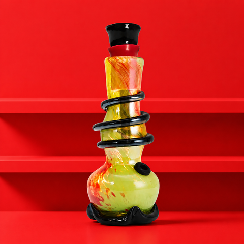 Glass Round Base Colored Twister Waterpipe 20cm