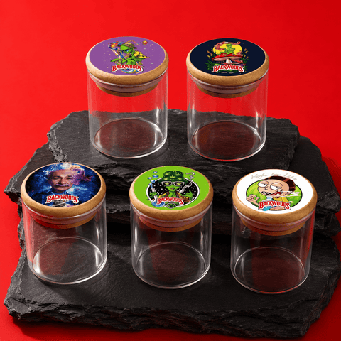 Backwoods Glass Storage Jar with Wood Lid 5.6cm | Shisha Glass