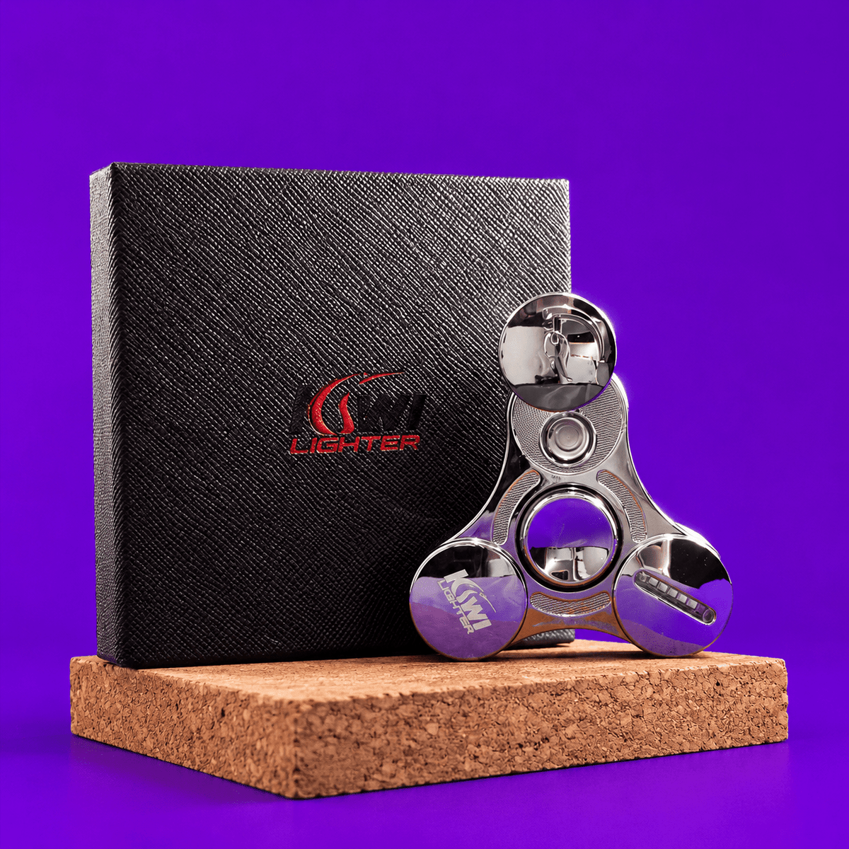 Black Hand Fidget Spinner Stainless Steel Metal Electric Lighter by Kiwi Lighter | Shisha Glass