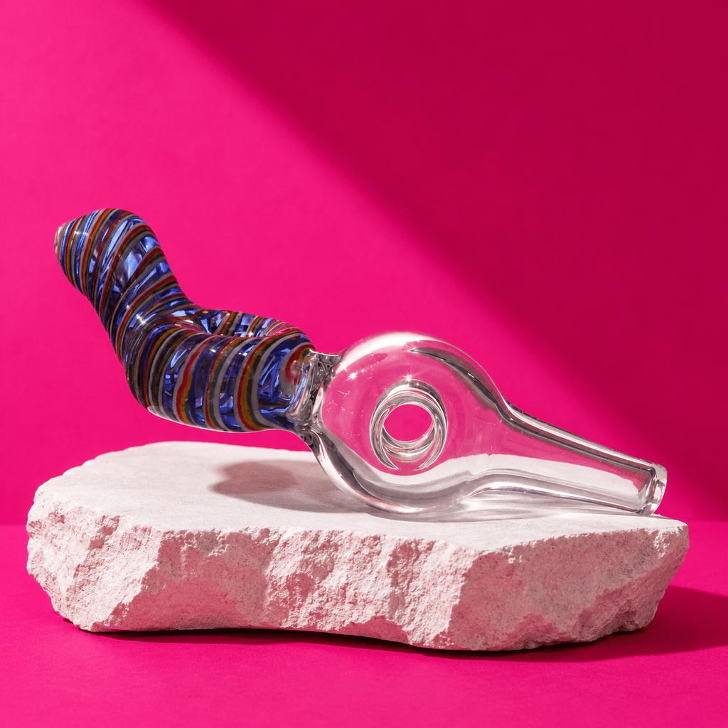 Blue Striped Glass Hand Pipe 17.5cm | Shisha Glass
