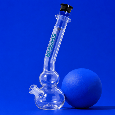 Bubble Curve Neck Round Base Glass Waterpipe 21cm | Shisha Glass