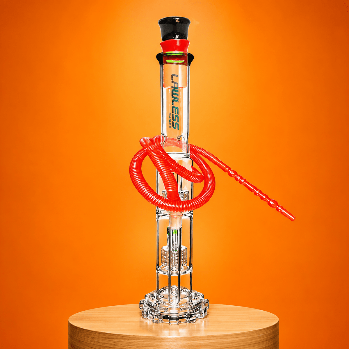 Cog Base Glass Waterpipe with Double Percolator 47cm | Shisha Glass