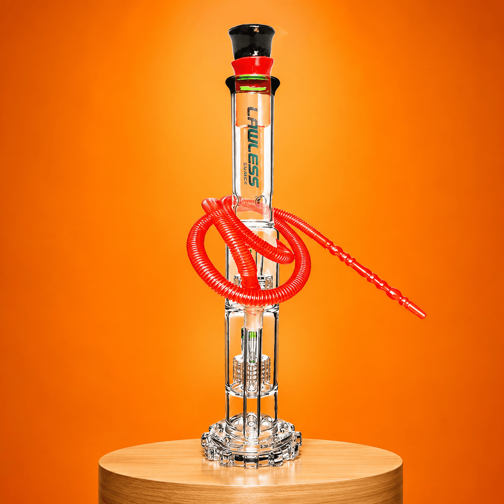 Cog Base Glass Waterpipe with Double Percolator 47cm | Shisha Glass