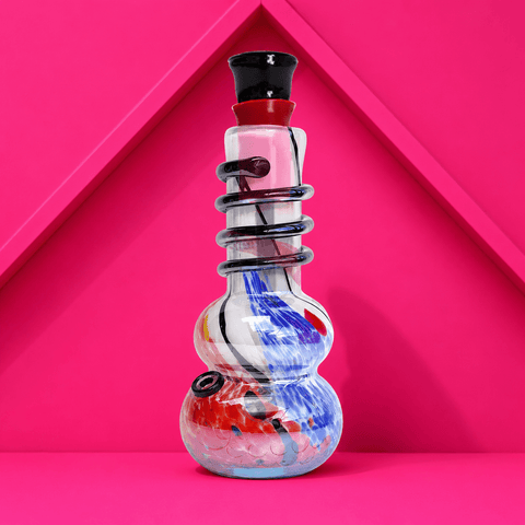 Colored Twister Double Round Base Glass Waterpipe 20.5cm | Shisha Glass