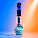 Coloured Texture Glass Waterpipe with Coil Percolator 28cm | Shisha Glass