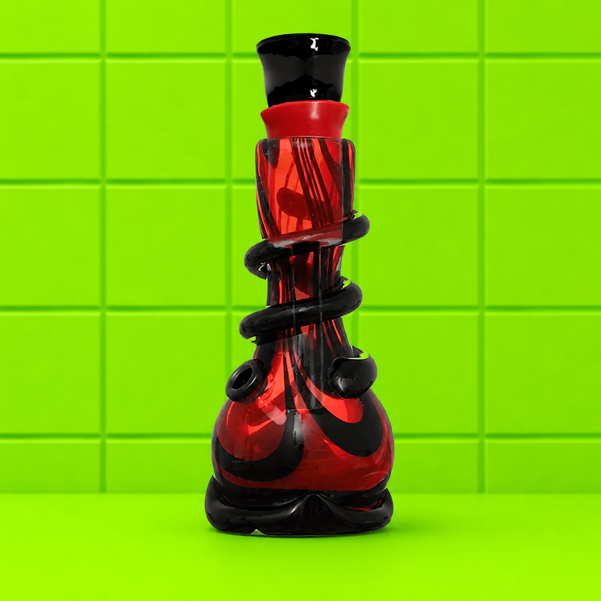Coloured Twister Round Base Thin Neck Glass Waterpipe 15.2cm | Shisha Glass