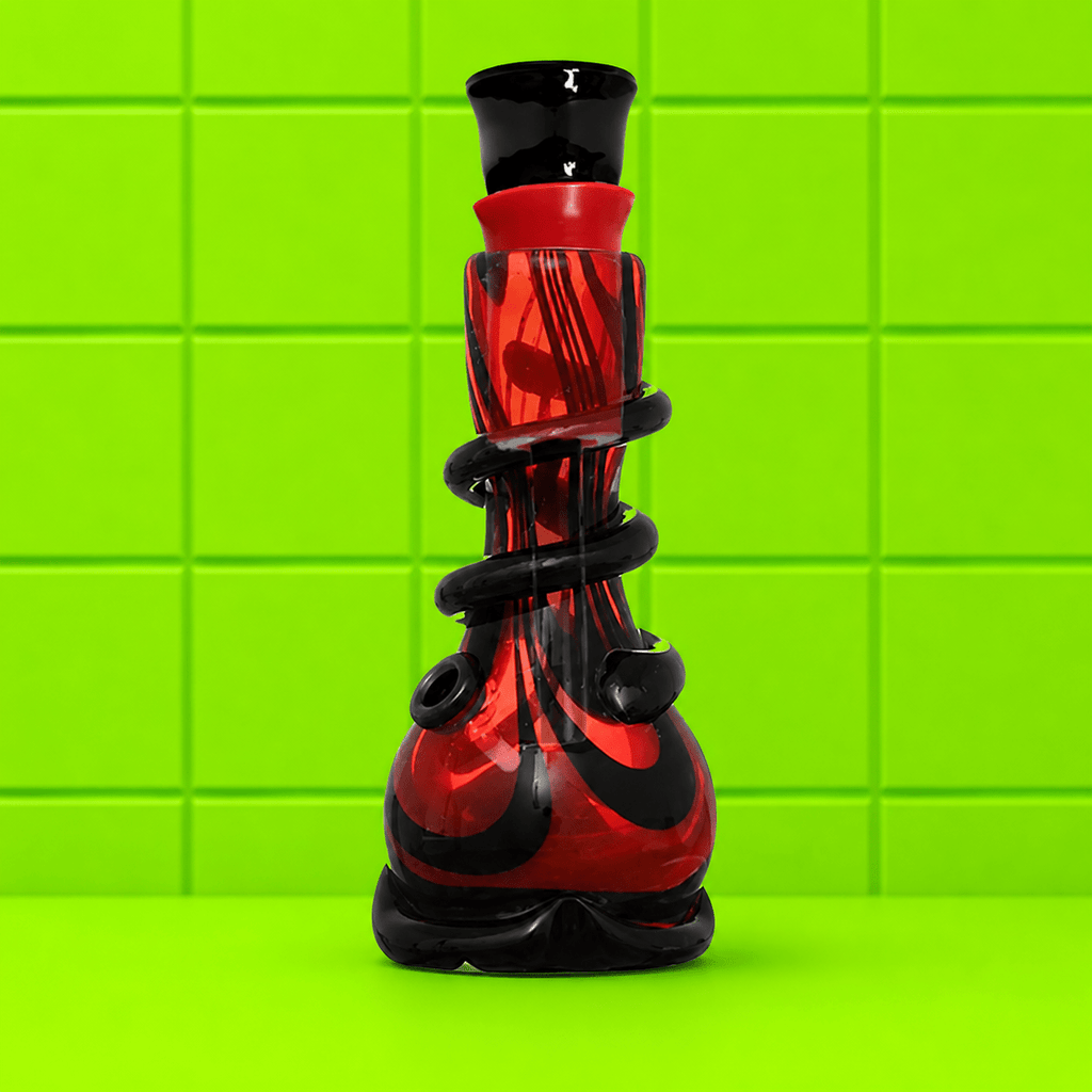 Coloured Twister Round Base Thin Neck Glass Waterpipe 15.2cm | Shisha Glass