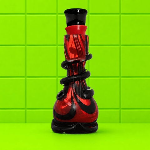 Coloured Twister Round Base Thin Neck Glass Waterpipe 15.2cm | Shisha Glass