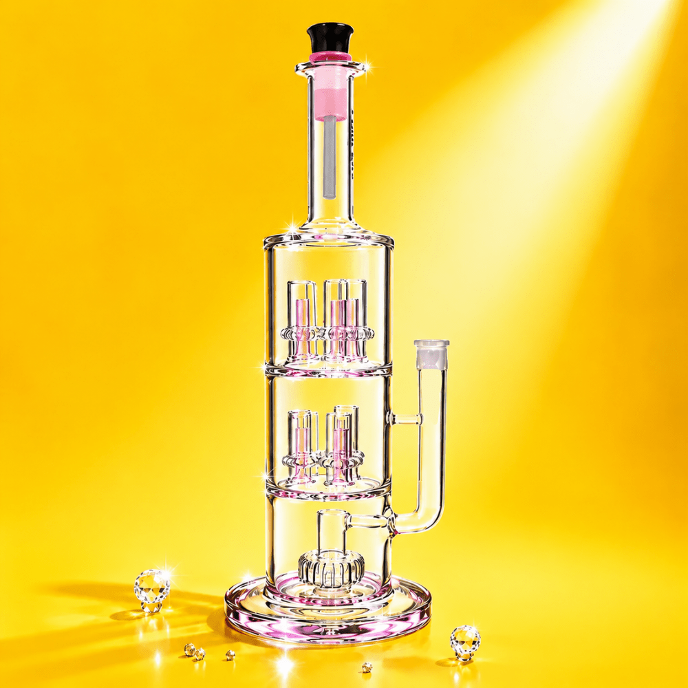 Cylinder Glass Waterpipe with Double Percolator 45.5cm | Shisha Glass