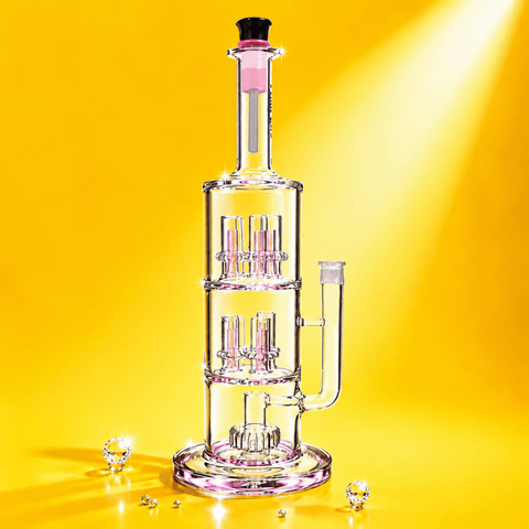 Cylinder Glass Waterpipe with Double Percolator 45.5cm | Shisha Glass