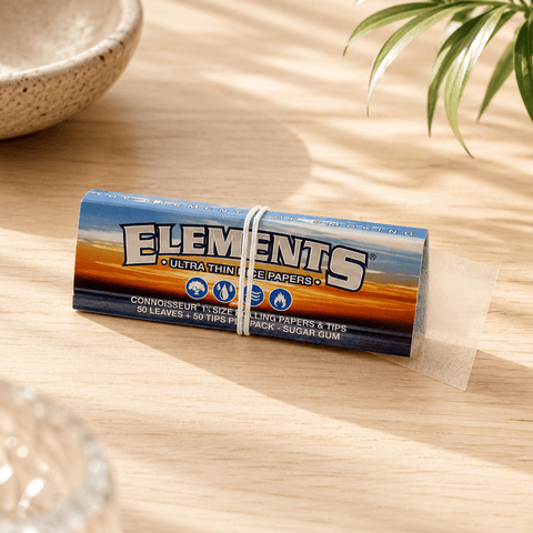 Elements Connoisseur 1 1/4 Papers + Tips 50 Leaves | Shisha Glass