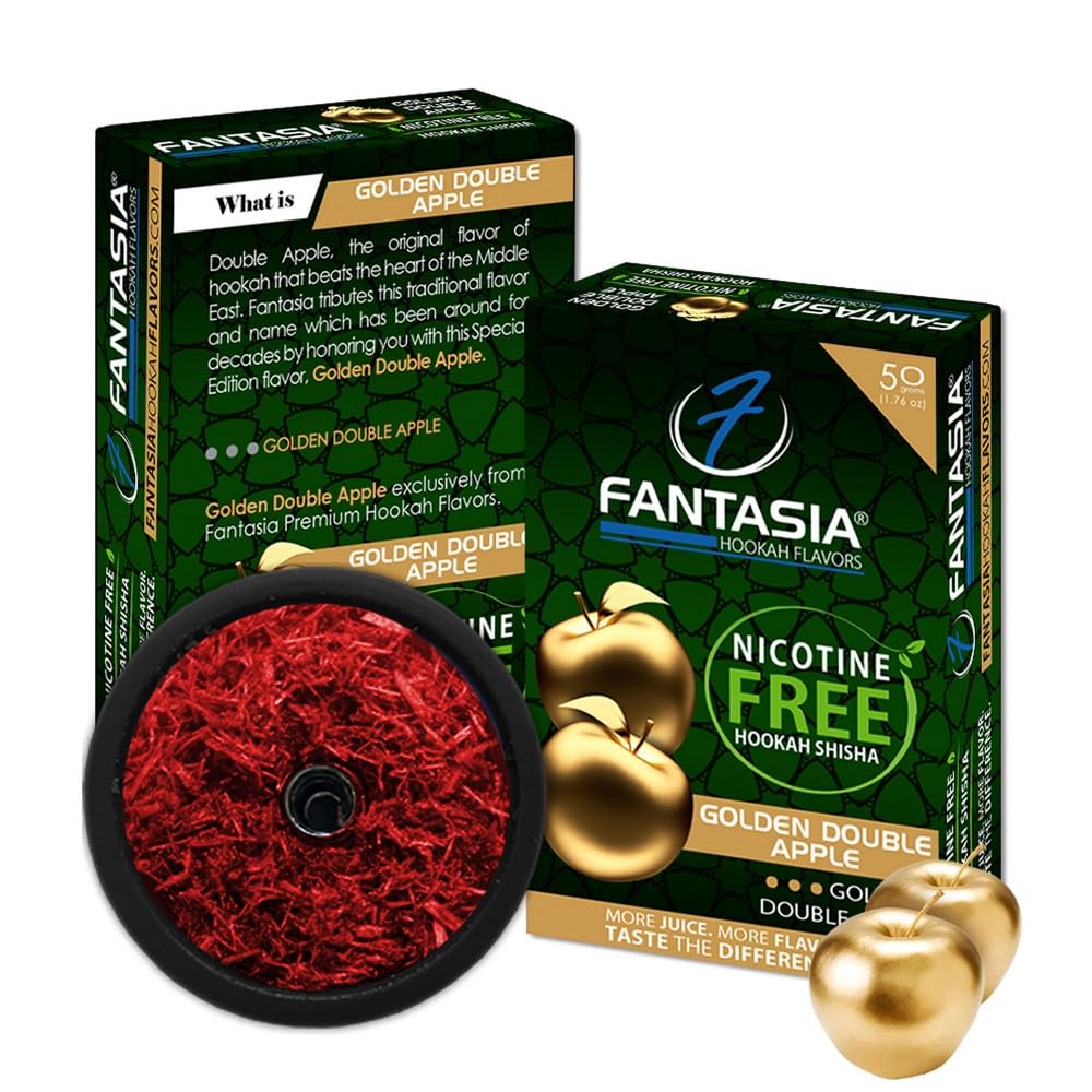 Fantasia NIC - FREE GOLDEN DOUBLE APPLE Hookah Shisha Flavor 50g | Shisha Glass