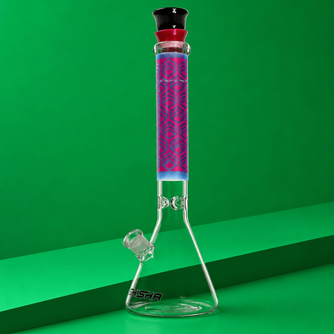 Glass Beaker Base Colorful Neck Waterpipe with Ice Catcher 41cm | Shisha Glass