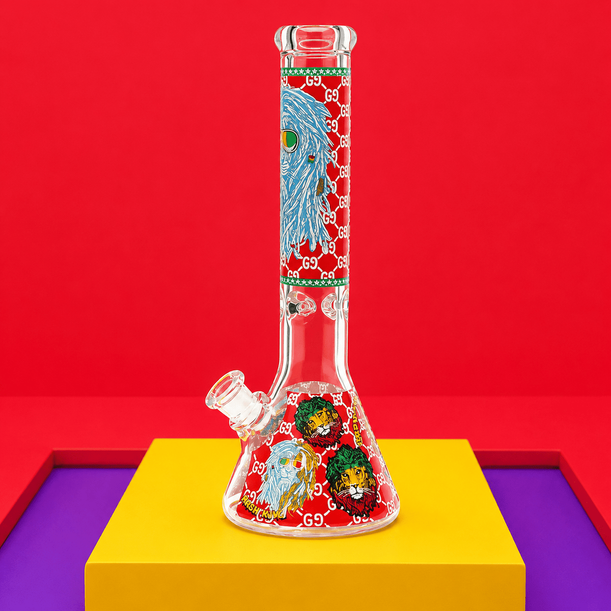 Glass Beaker Base Fancy Lion Waterpipe With Ice Catcher 36cm | Shisha Glass