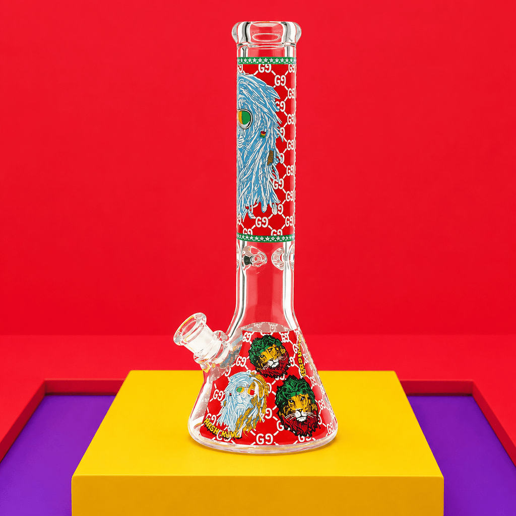 Glass Beaker Base Fancy Lion Waterpipe With Ice Catcher 36cm | Shisha Glass