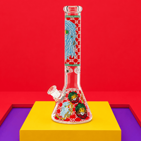 Glass Beaker Base Fancy Lion Waterpipe With Ice Catcher 36cm | Shisha Glass
