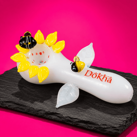 Glass Sunflower and Bees Smoking Pipe | Shisha Glass