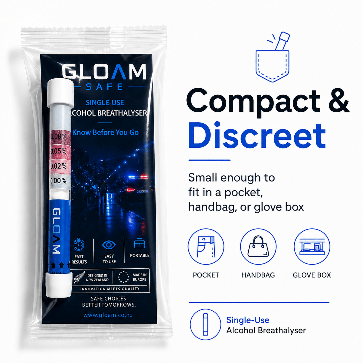 Gloam Single Use Breathalyser 1pc | Shisha Glass