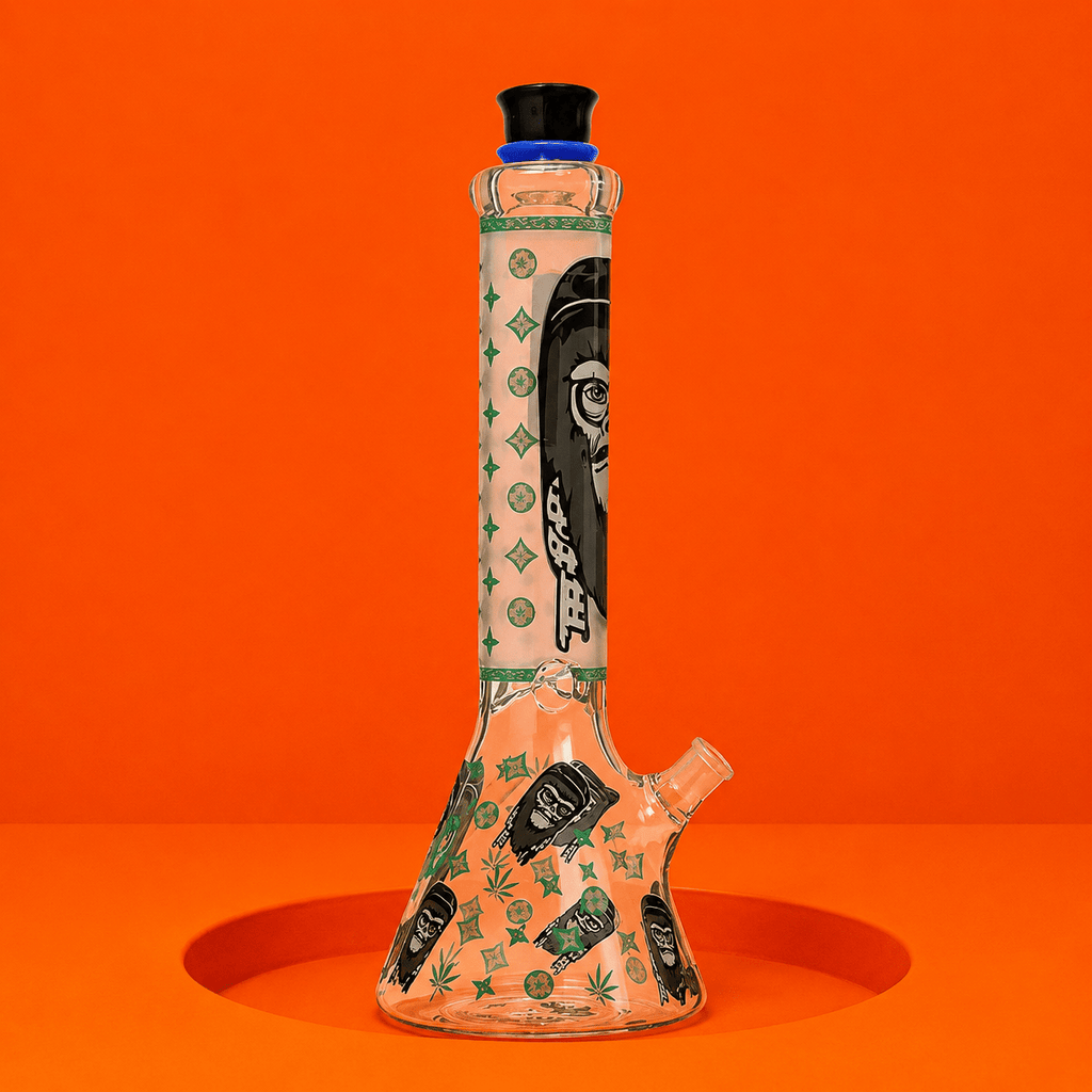 Glowing In Dark Angry Beaker Base Glass Waterpipe 32cm | Shisha Glass