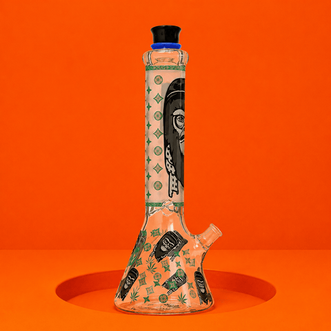 Glowing In Dark Angry Beaker Base Glass Waterpipe 32cm | Shisha Glass