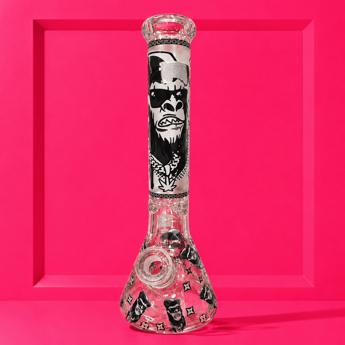 Glowing In Dark Angry Gorilla Beaker Base Glass Waterpipe 36cm | Shisha Glass
