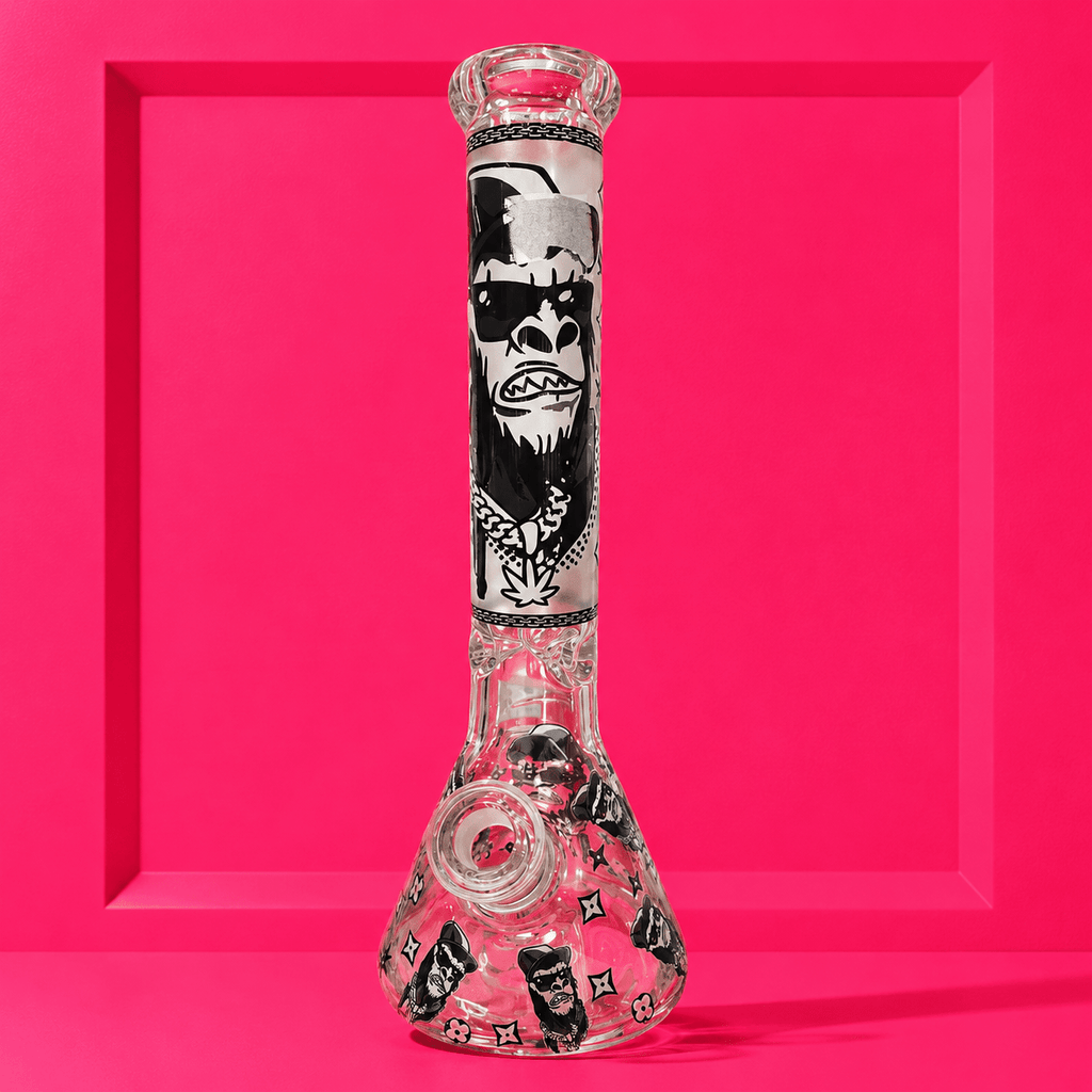 Glowing In Dark Angry Gorilla Beaker Base Glass Waterpipe 36cm | Shisha Glass