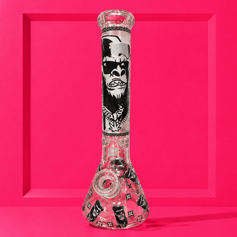 Glowing In Dark Angry Gorilla Beaker Base Glass Waterpipe 36cm | Shisha Glass