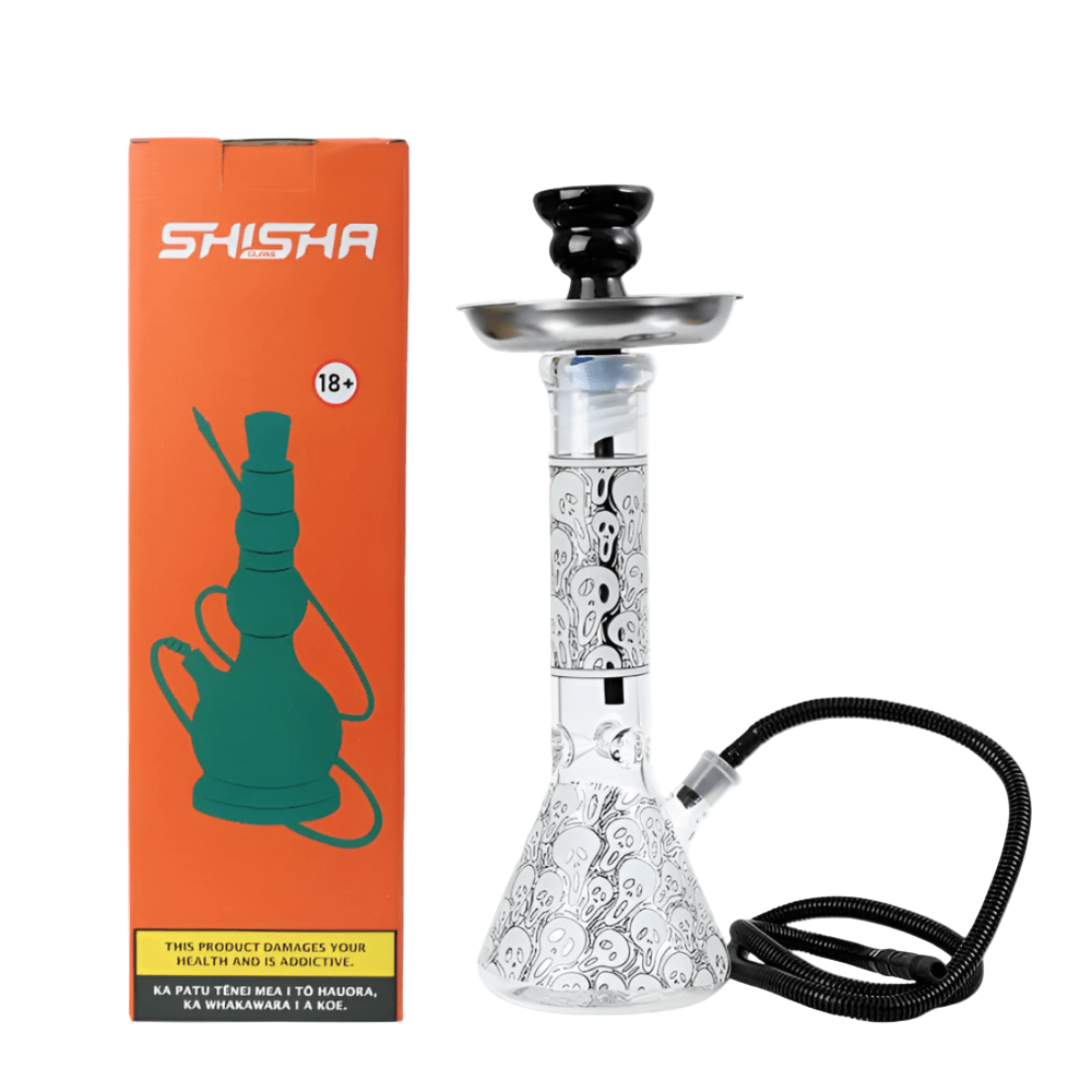 Glowing In Dark Skulls Beaker Base Glass Waterpipe 36cm | Shisha Glass