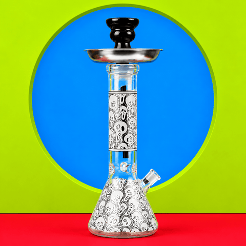 Glowing In Dark Skulls Beaker Base Glass Waterpipe 36cm | Shisha Glass