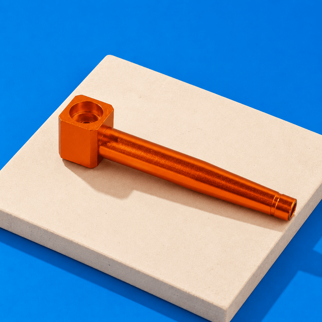 Golden Metal Hand Pipe 10.3cm 1935 | Shisha Glass
