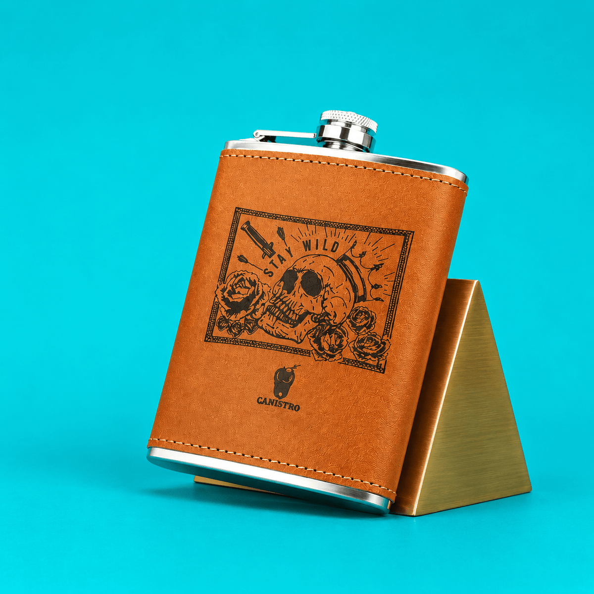 Hip Flask Leather 8oz | Shisha Glass