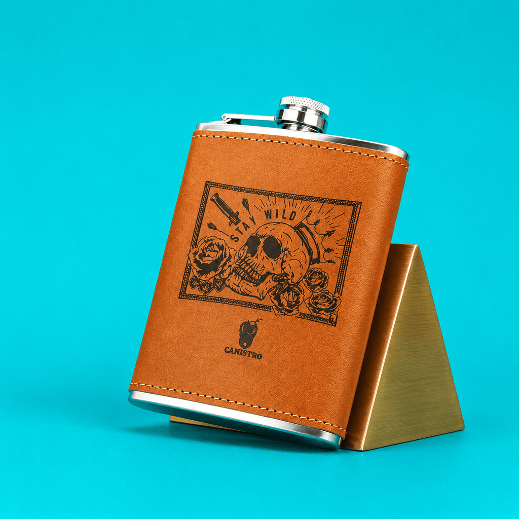 Hip Flask Leather 8oz | Shisha Glass