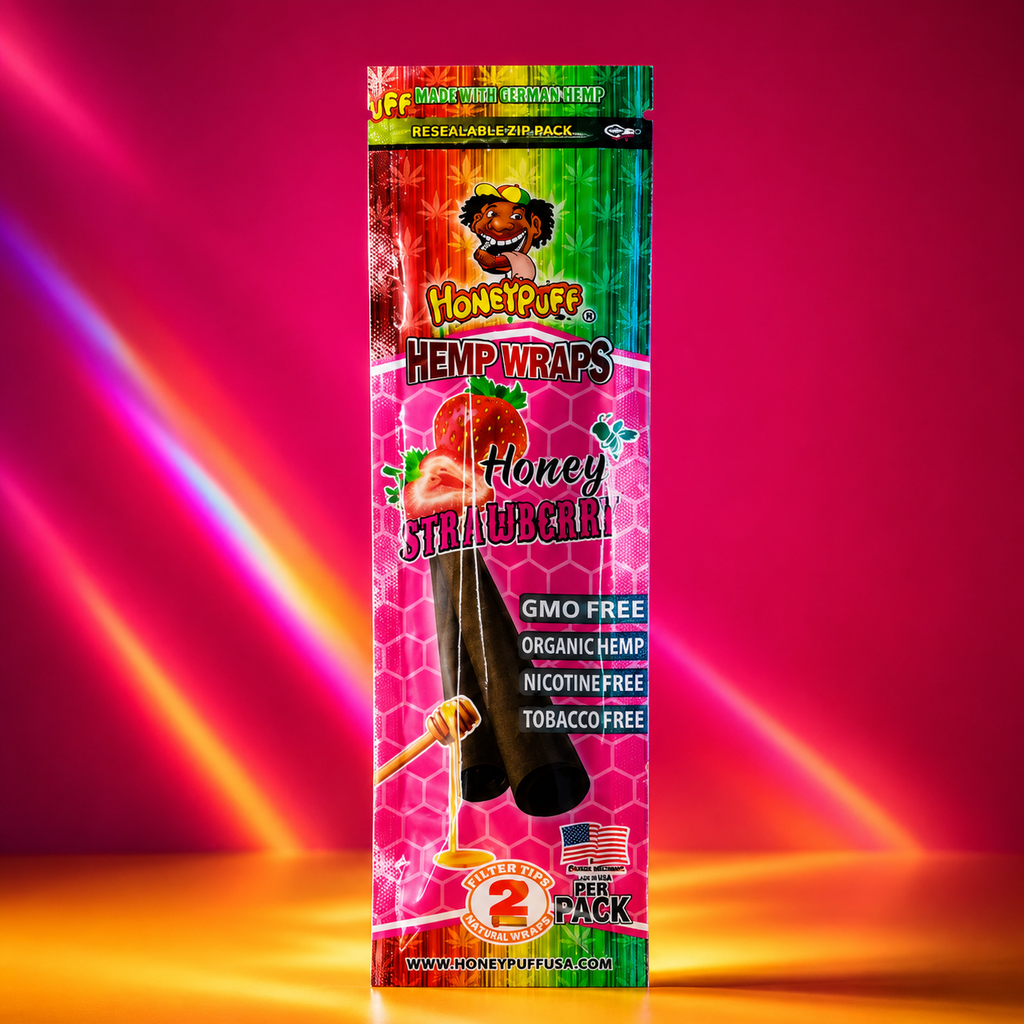 Honey Puff Flavoured Hemp Wrap - Honey Strawberry (2pk) | Shisha Glass