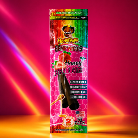 Honey Puff Flavoured Hemp Wrap - Honey Strawberry (2pk) | Shisha Glass