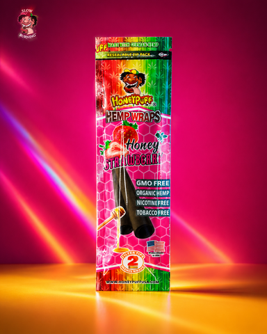 Honey Puff Flavoured Hemp Wrap - Honey Strawberry (2pk) | Shisha Glass