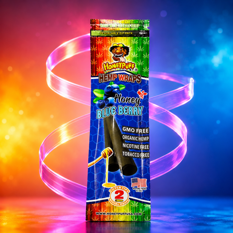 Honey Puff Natural Flavoured Hemp Wrap -Honey Blueberry (2pk) | Shisha Glass