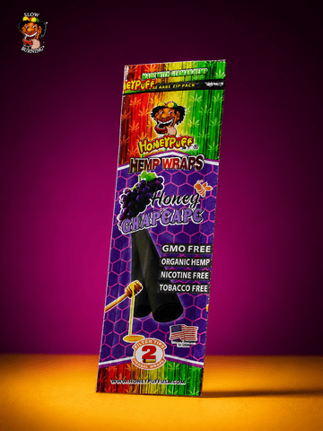 Honey Puff Natural Flavoured Hemp Wrap -Honey Grapeape (2pk) | Shisha Glass