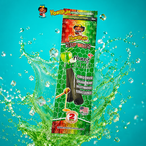 Honey Puff Natural Flavoured Hemp Wrap -Honey Green Apple (2pk) | Shisha Glass