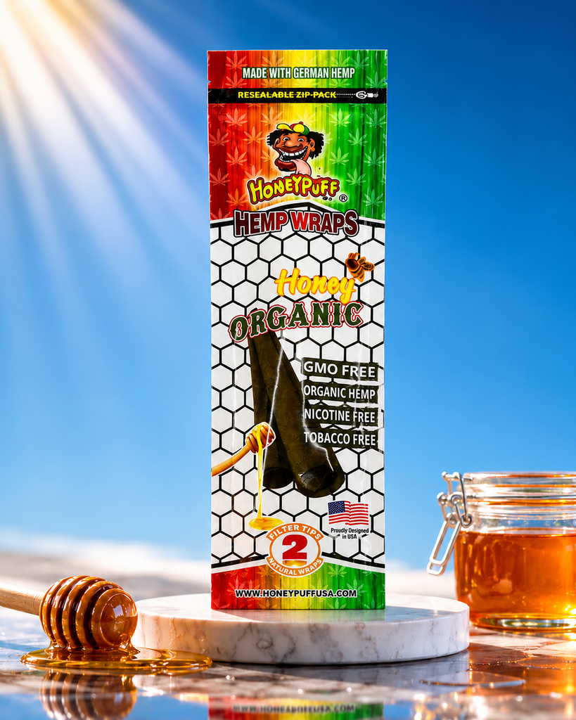 Honey Puff Natural Flavoured Hemp Wrap -Honey Organic (2pk) | Shisha Glass