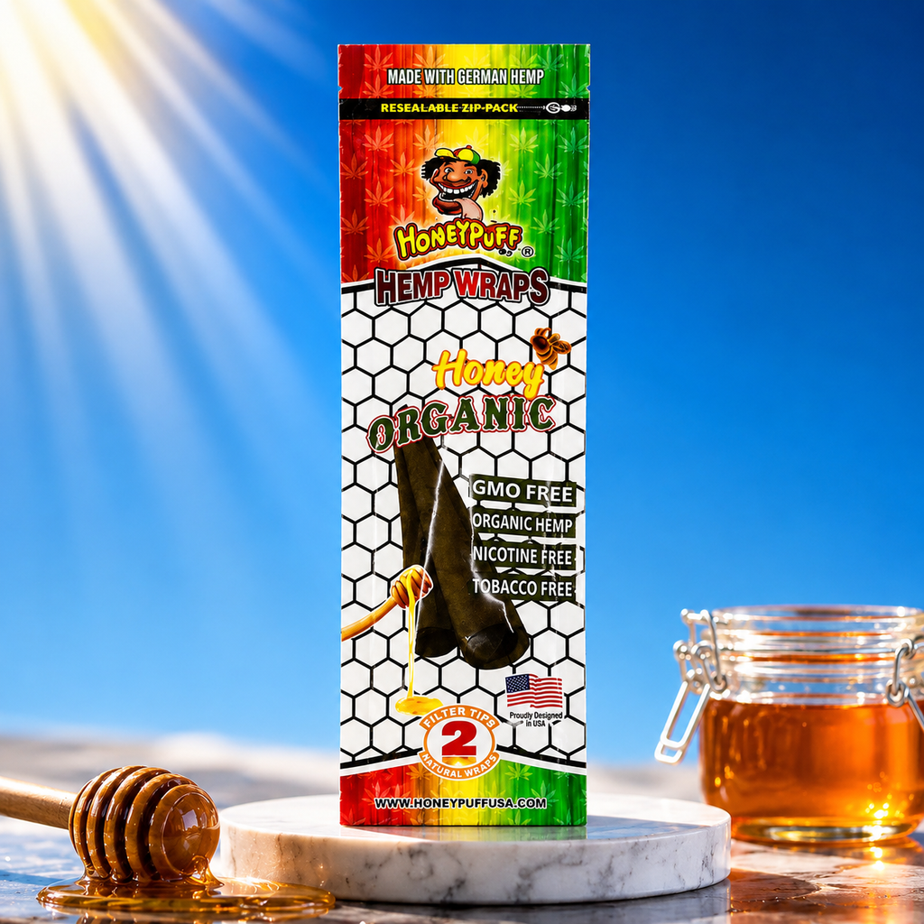 Honey Puff Natural Flavoured Hemp Wrap -Honey Organic (2pk) | Shisha Glass