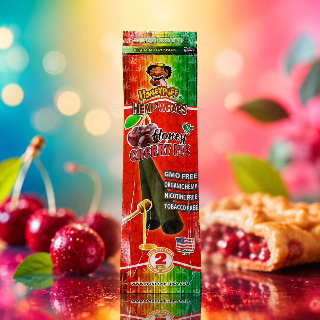 Honey Puff Natural Flavoured Hemp Wraps -Honey Cherry Pie (2pk) | Shisha Glass