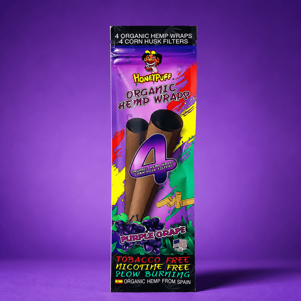 Honey Puff Organic Hemp Wrap -Purple Grape (4pk) | Shisha Glass