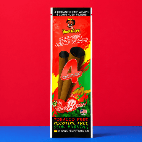 Honey Puff Organic Hemp Wraps -Strawberry (4pk) | Shisha Glass
