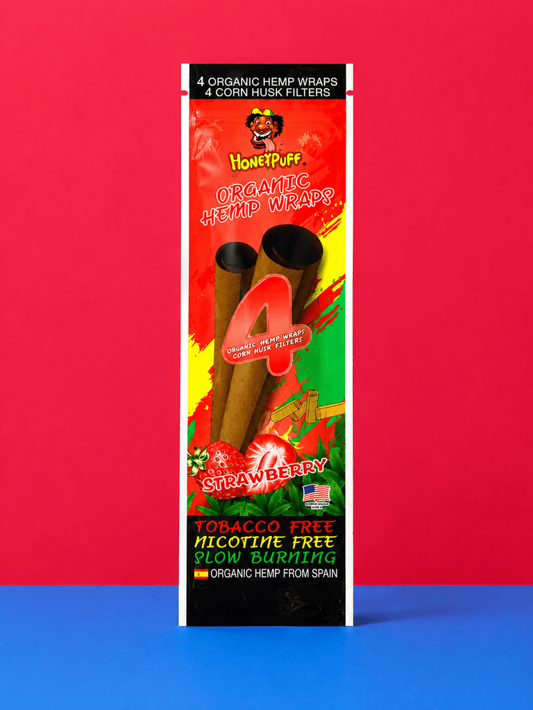 Honey Puff Organic Hemp Wraps -Strawberry (4pk) | Shisha Glass