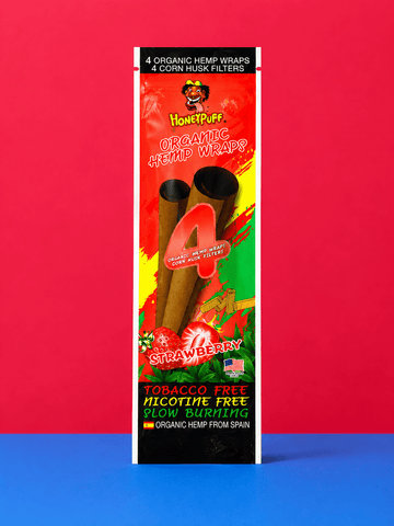 Honey Puff Organic Hemp Wraps -Strawberry (4pk) | Shisha Glass