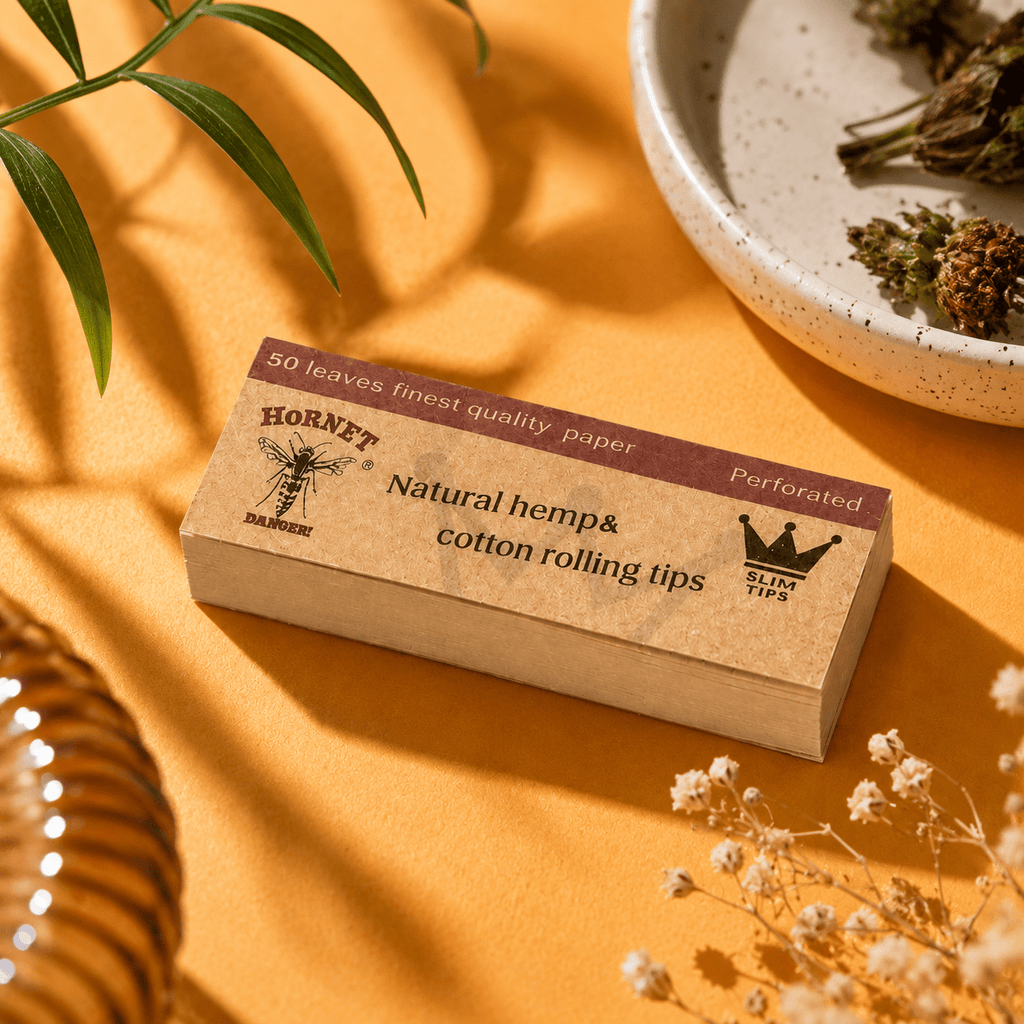 Hornet Perforated Natural Hemp Cotton Rolling Mini Size Tips | Shisha Glass