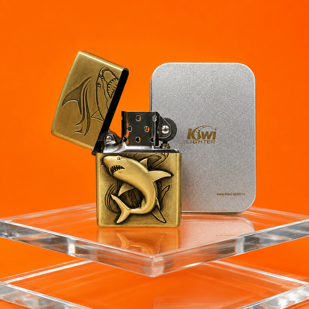 Kiwi Lighter Golden Shark | Shisha Glass
