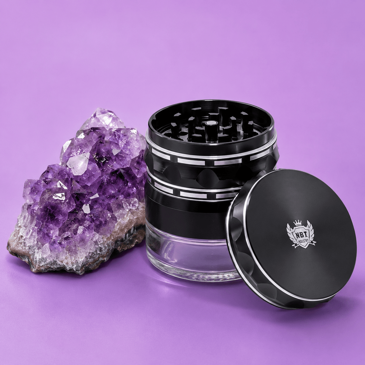 NBT Scarlet Aluminum grinder with container 63mm 4X Parts | Shisha Glass