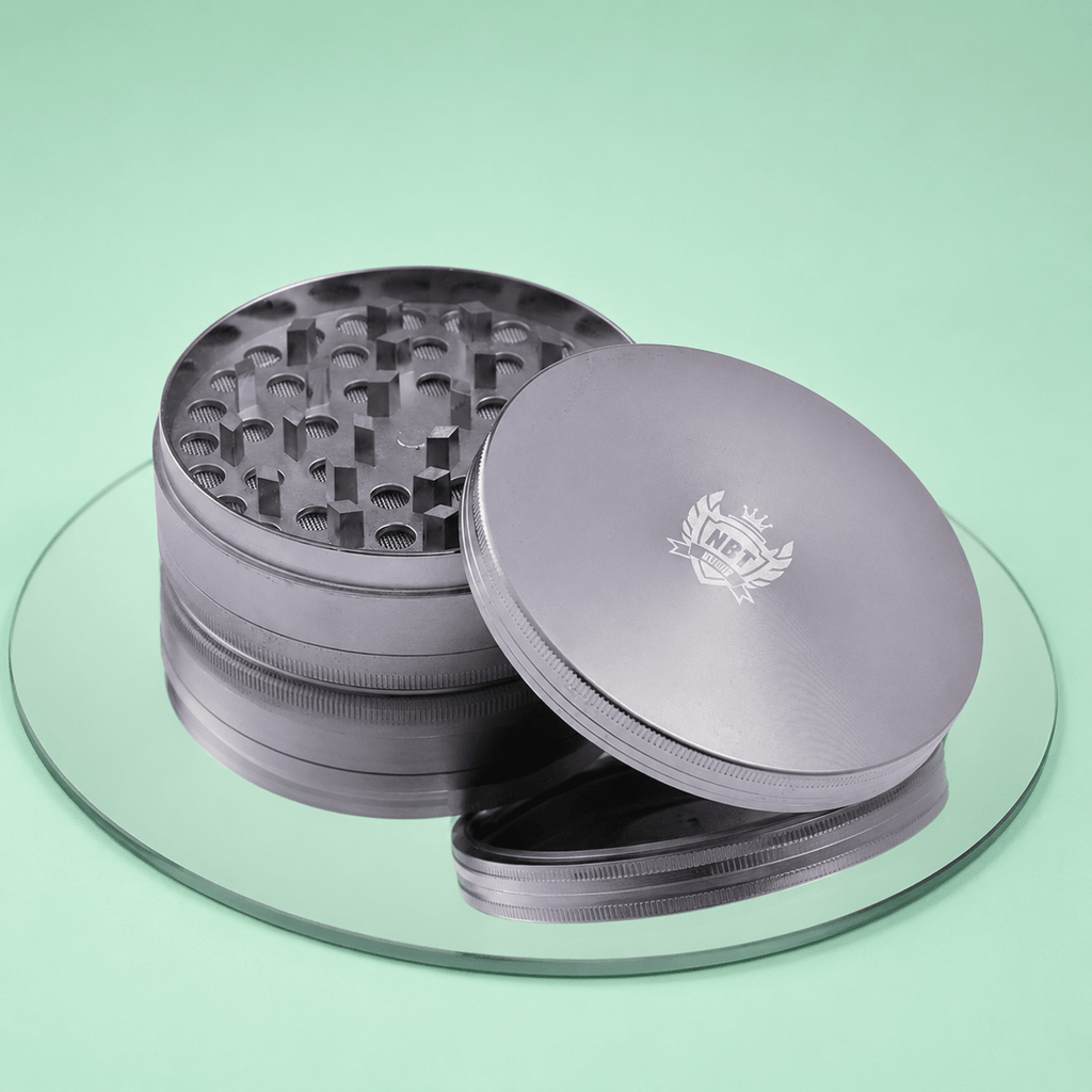 NBT Silver Aluminum Grinder 100mm 3xParts | Shisha Glass